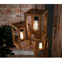 ZI Hanging lamp 3x wooden frame stepped